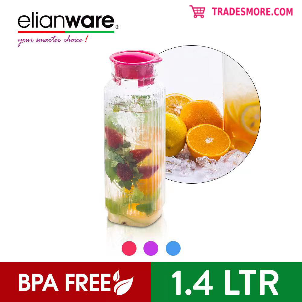Elianware BPA Free Glass-Like Transparent Clear Water Jug with Twistable Cover (1.4Ltr) [Wholesale available]