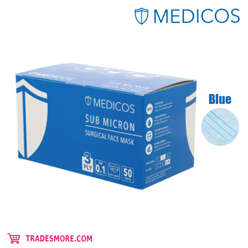 MEDICOS Surgical Mask 3ply [Wholesale available] 98% Airborne virus particles (50pcs/box)(20boxes/carton)